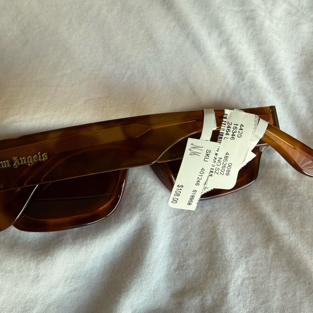 Palm Angels Tortoiseshell Amber Rectangular Sungl… - image 2